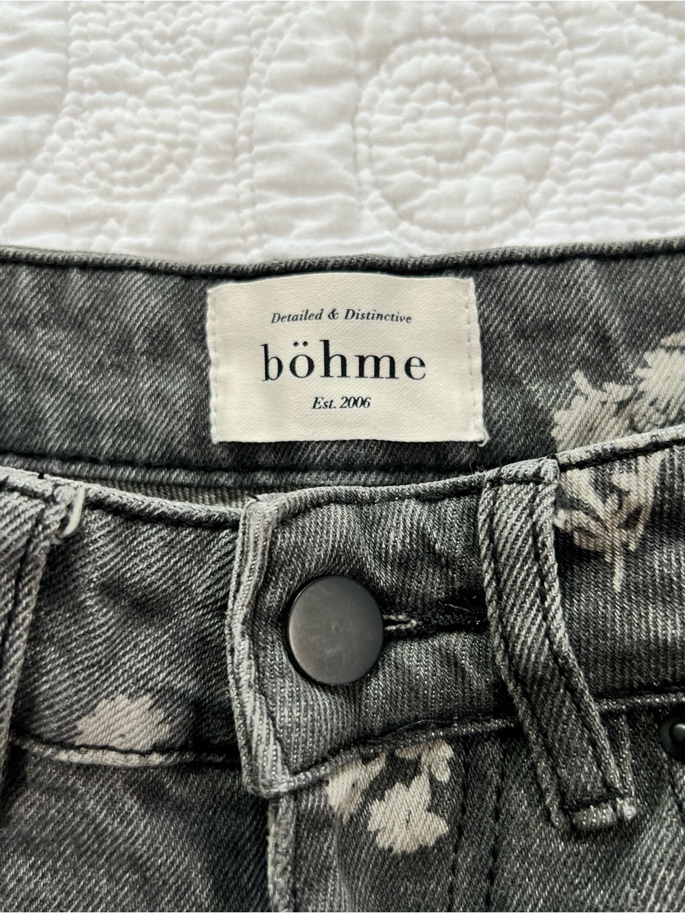 Bohme jeans women’s small black wide leg floral print Relaxed boho whimsigoth - Picture 3 of 16